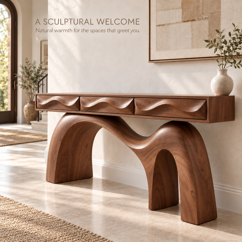Renley Sculptural Solid Wood Console Table - Design 673 - product detail 1