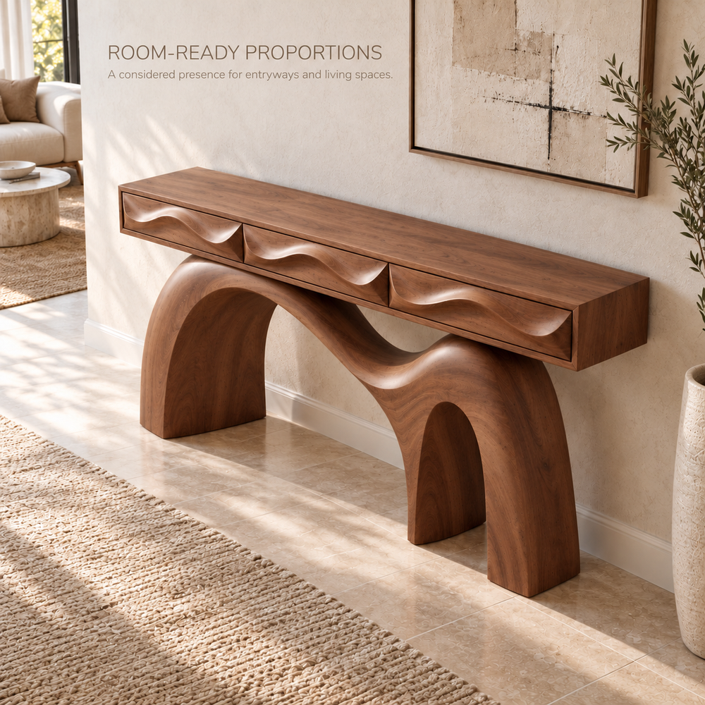 Renley Sculptural Solid Wood Console Table - Design 673 - product detail 3
