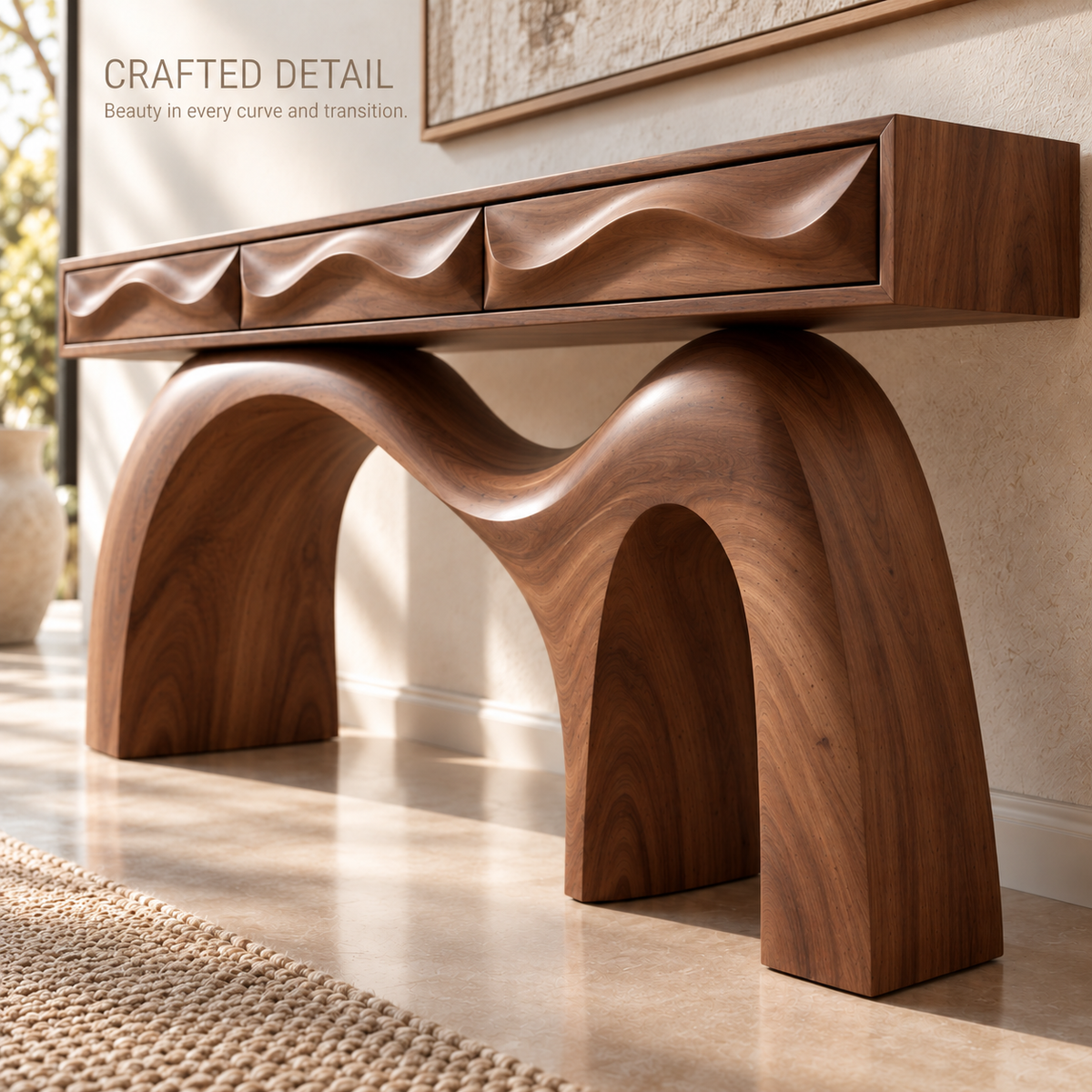 Renley Sculptural Solid Wood Console Table - Design 673 - product detail 5