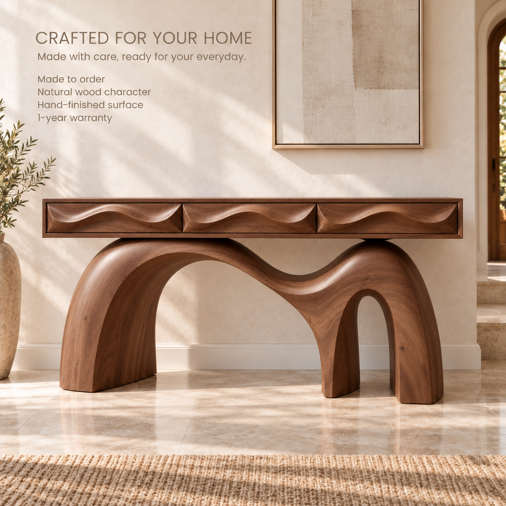 Renley Sculptural Solid Wood Console Table - Design 673 - product detail 8