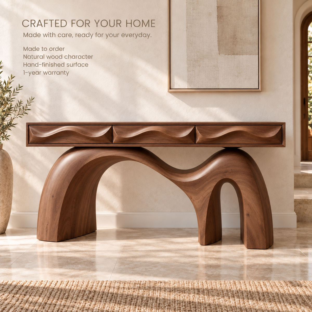 Renley Sculptural Solid Wood Console Table - Design 673 - product detail 8