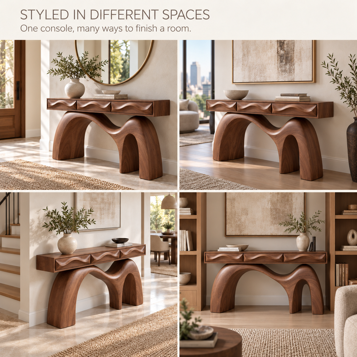 Renley Sculptural Solid Wood Console Table - Design 673 - product detail 9