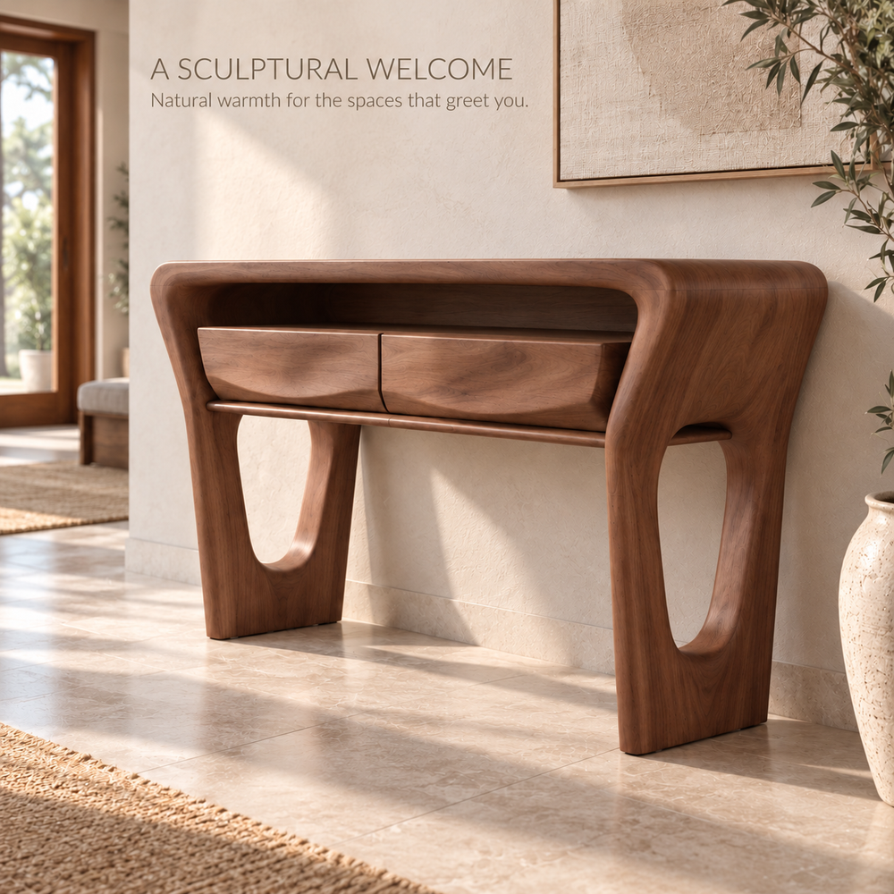 Dorian Sculptural Solid Wood Console Table - Design 674 - product detail 1