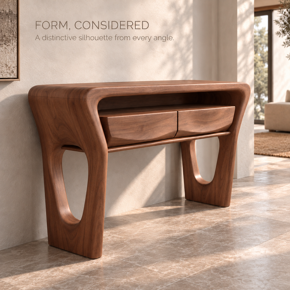 Dorian Sculptural Solid Wood Console Table - Design 674 - product detail 2