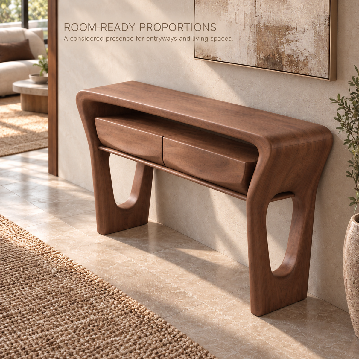 Dorian Sculptural Solid Wood Console Table - Design 674 - product detail 3