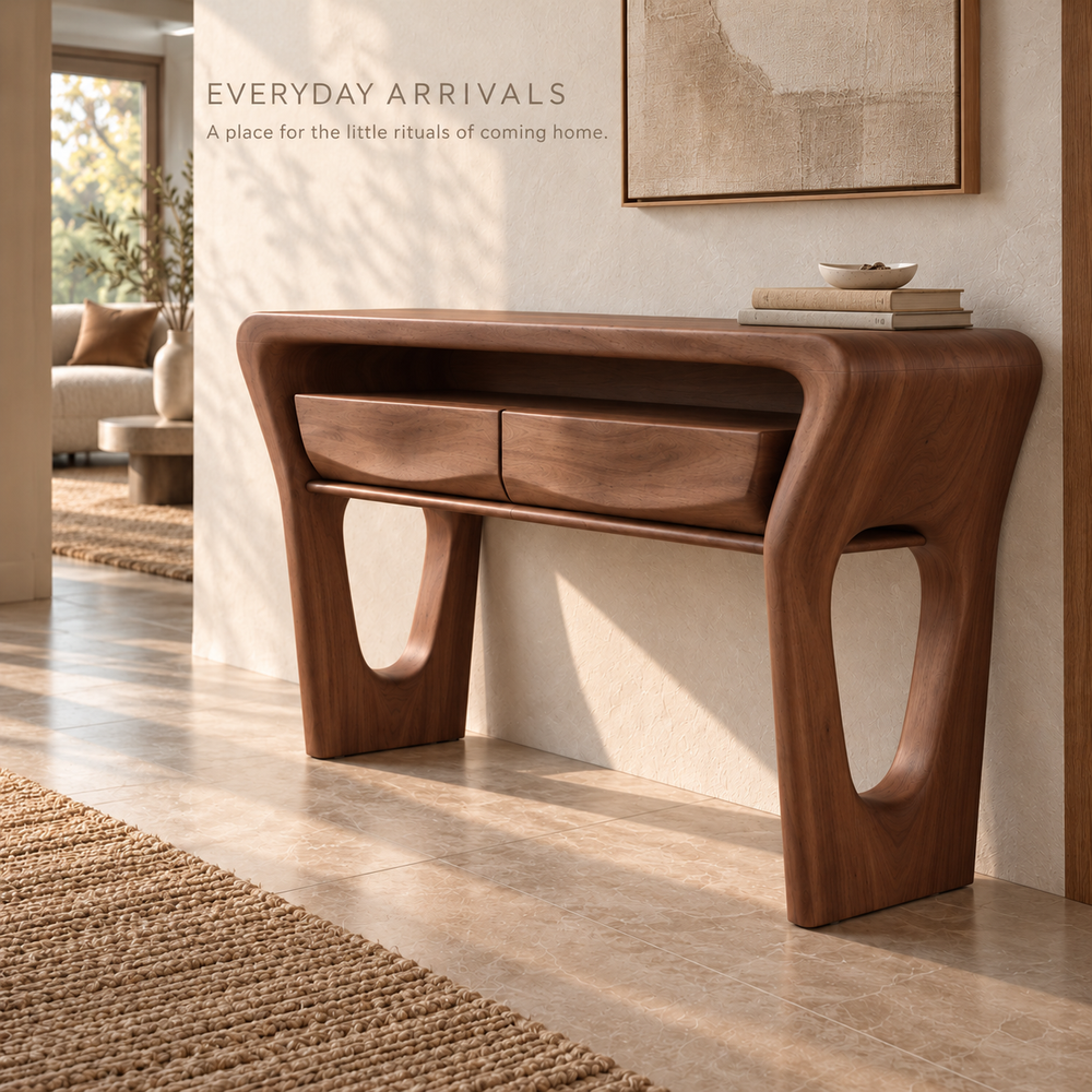 Dorian Sculptural Solid Wood Console Table - Design 674 - product detail 6