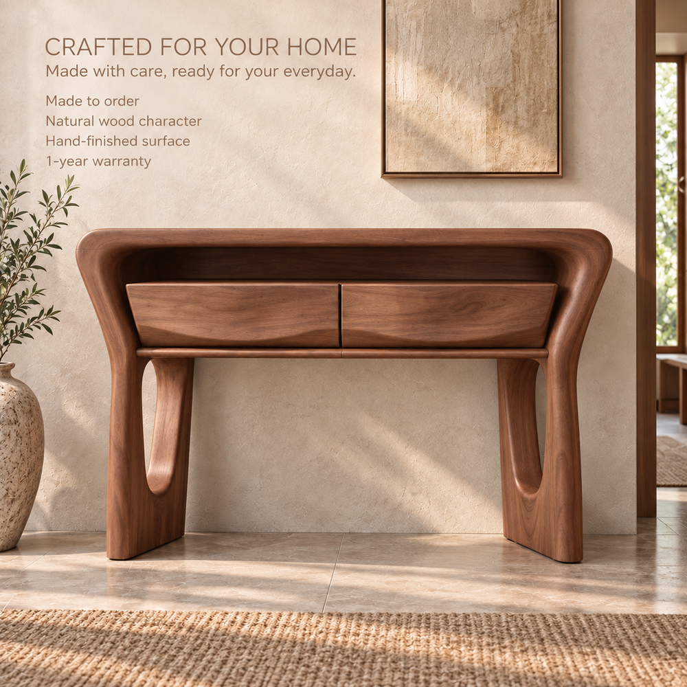 Dorian Sculptural Solid Wood Console Table - Design 674 - product detail 8