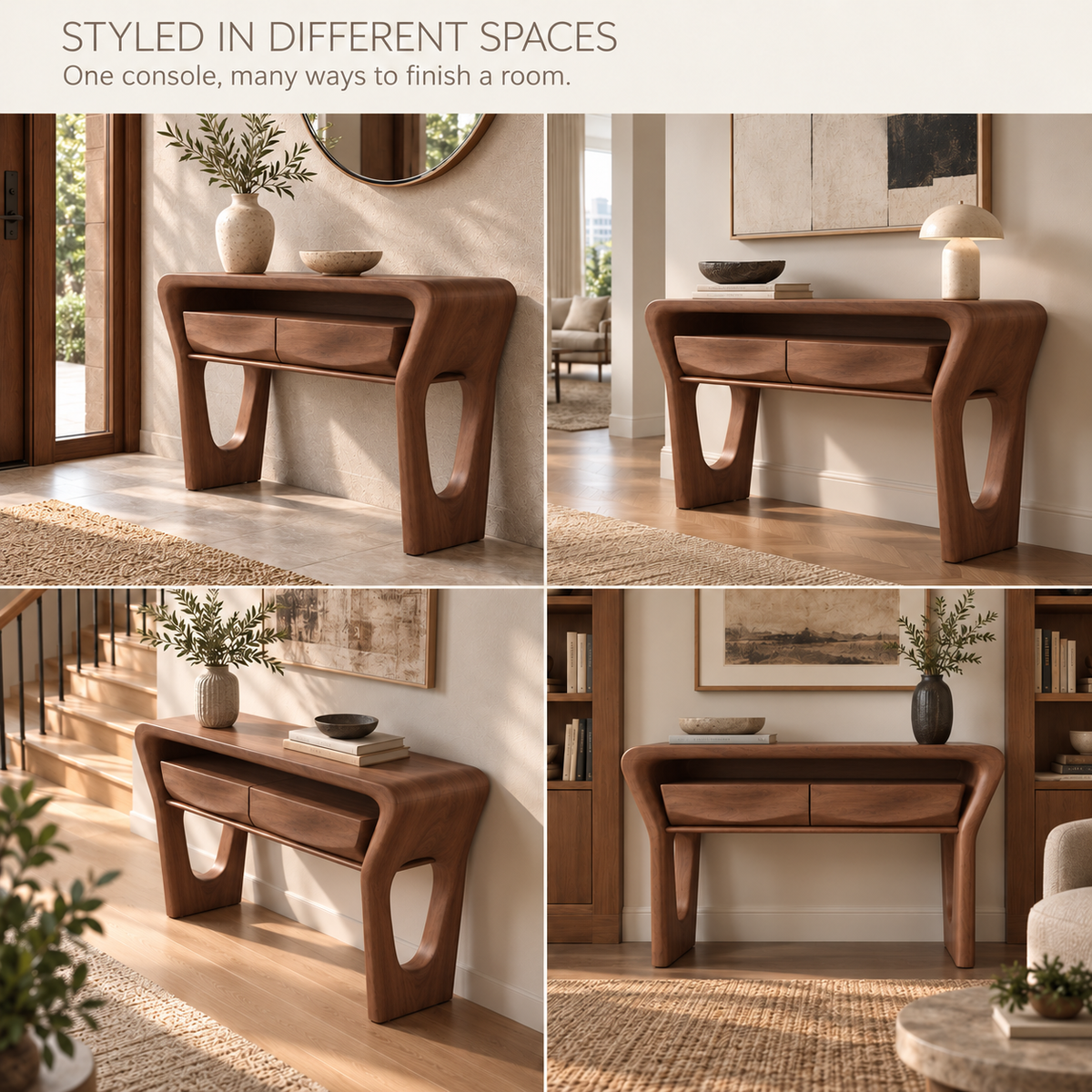 Dorian Sculptural Solid Wood Console Table - Design 674 - product detail 9