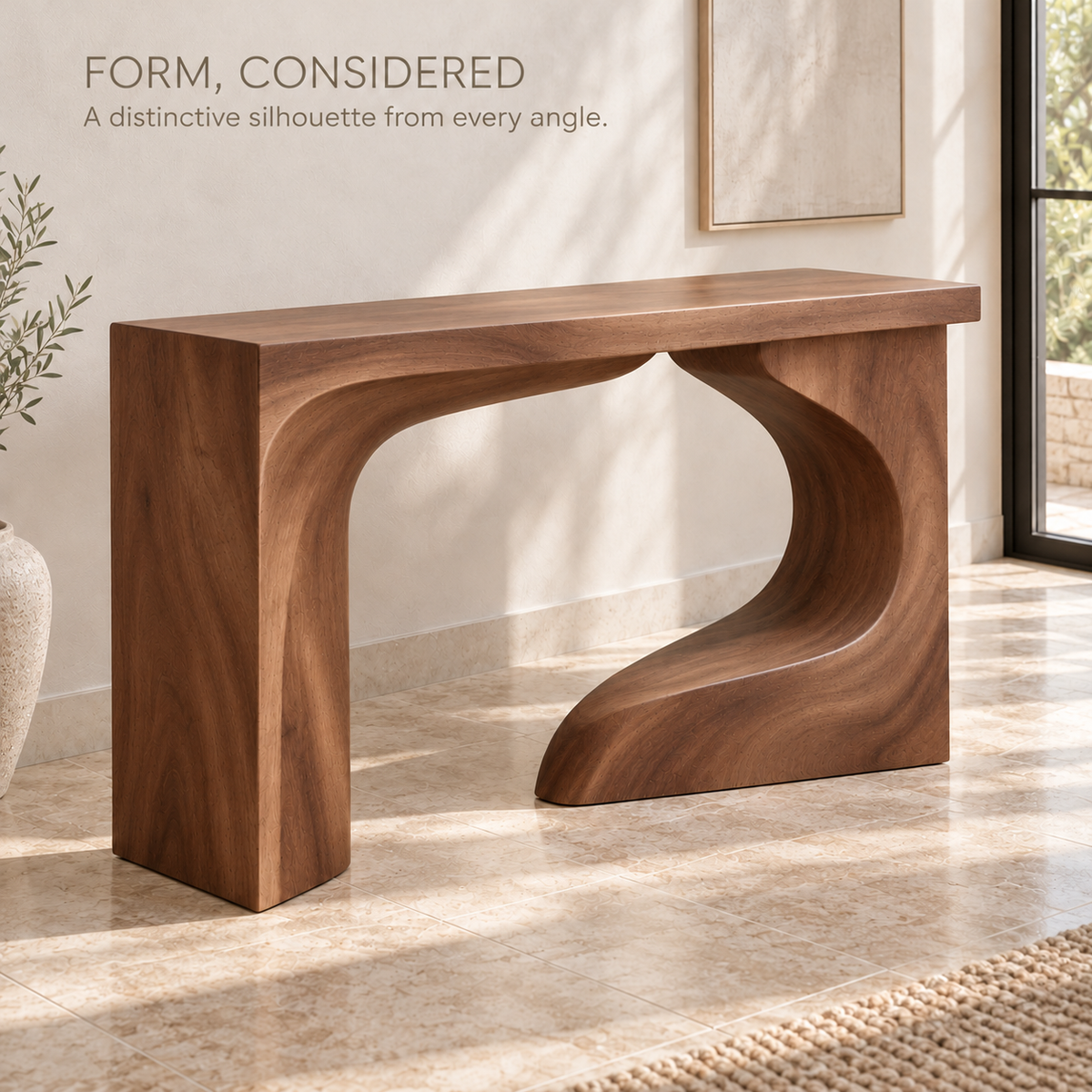 Neria Sculptural Solid Wood Console Table - Design 675 - product detail 2