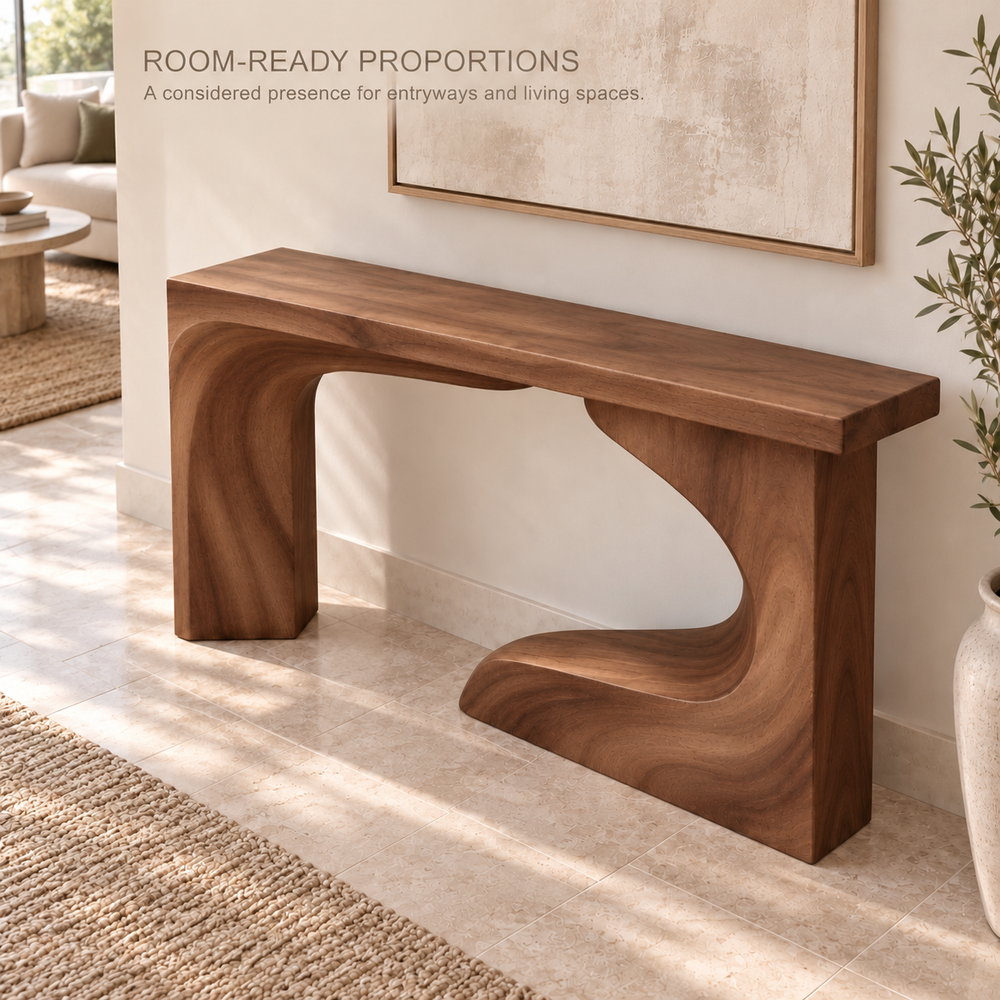 Neria Sculptural Solid Wood Console Table - Design 675 - product detail 3
