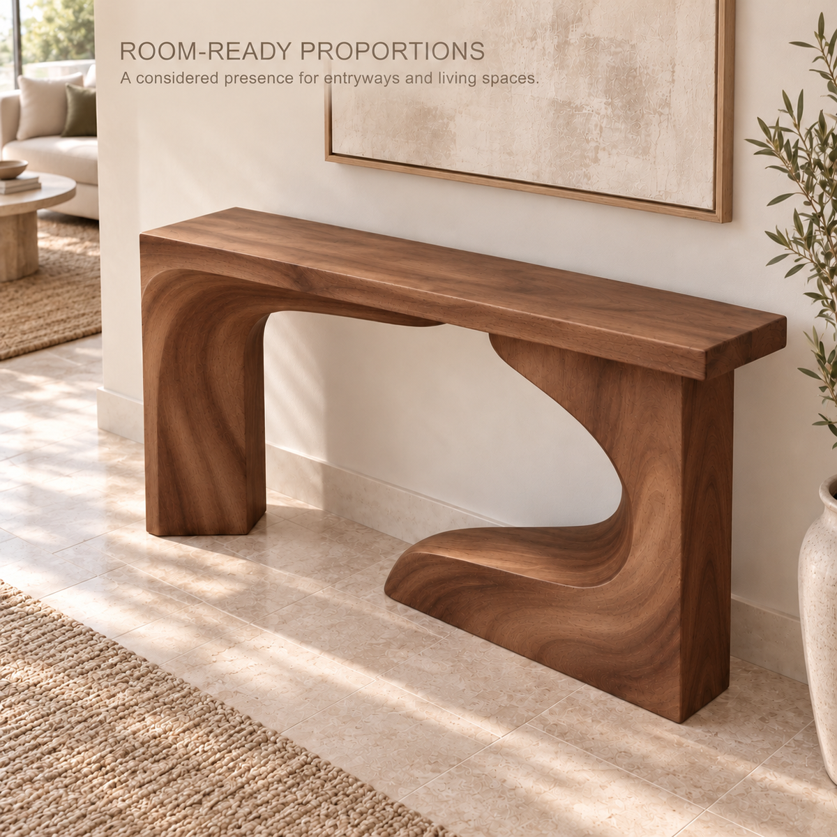 Neria Sculptural Solid Wood Console Table - Design 675 - product detail 3