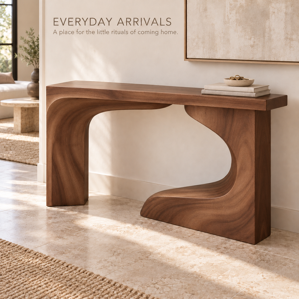 Neria Sculptural Solid Wood Console Table - Design 675 - product detail 6