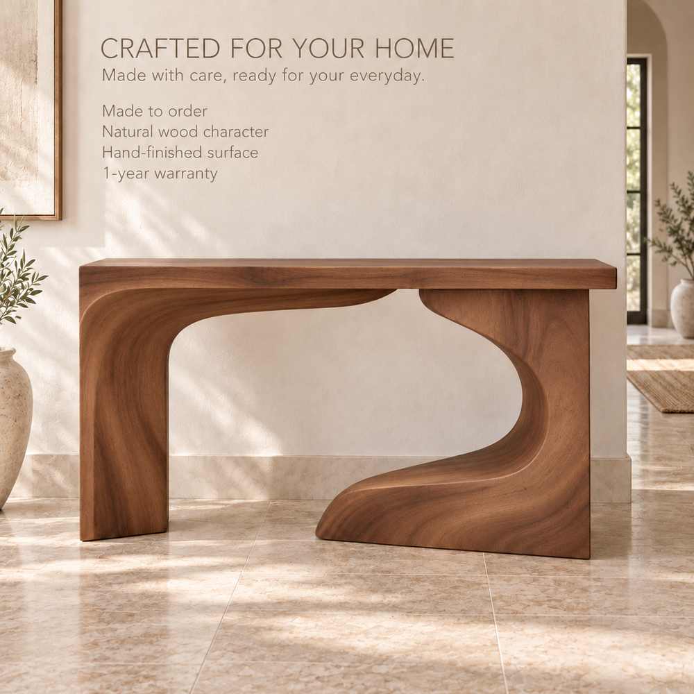 Neria Sculptural Solid Wood Console Table - Design 675 - product detail 8
