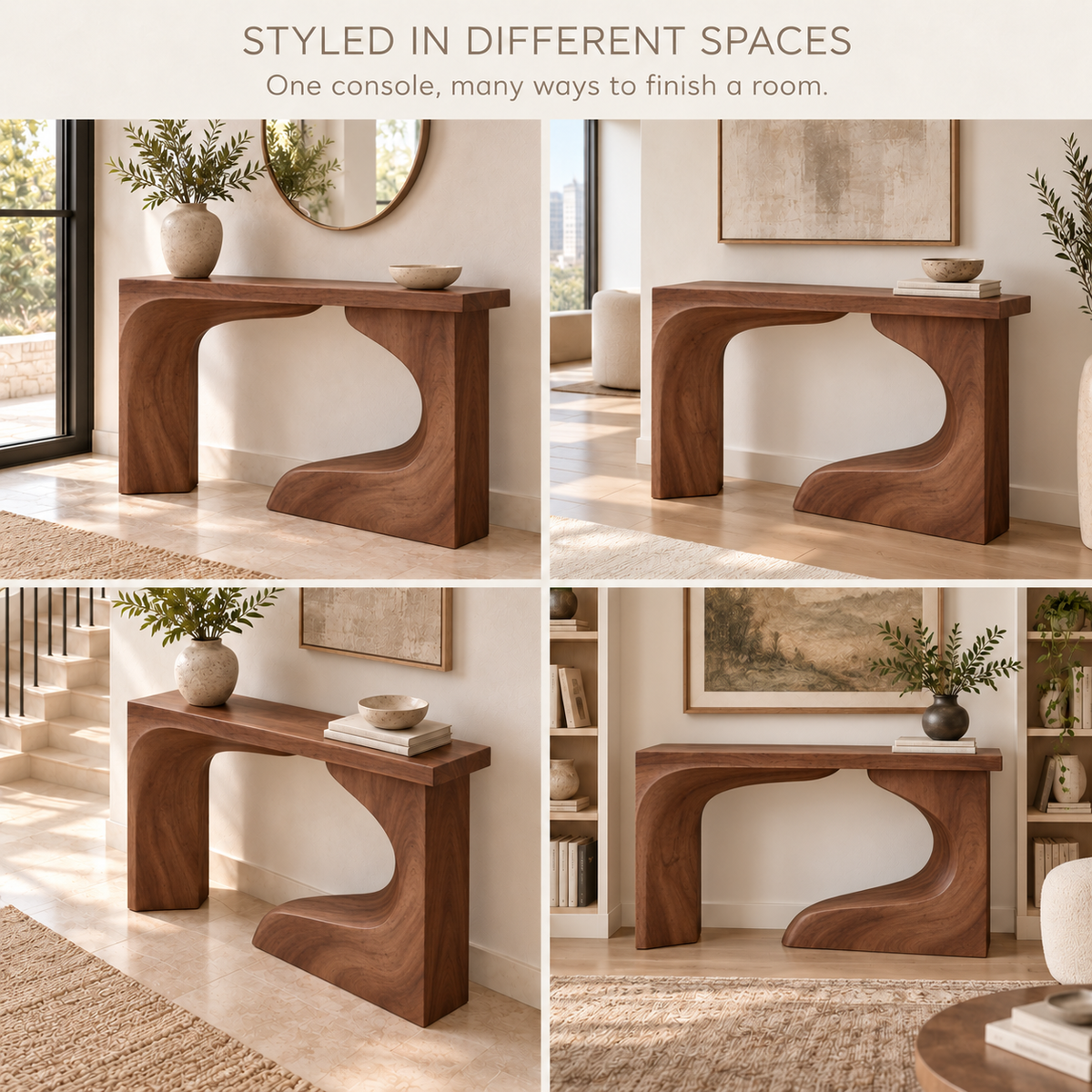 Neria Sculptural Solid Wood Console Table - Design 675 - product detail 9