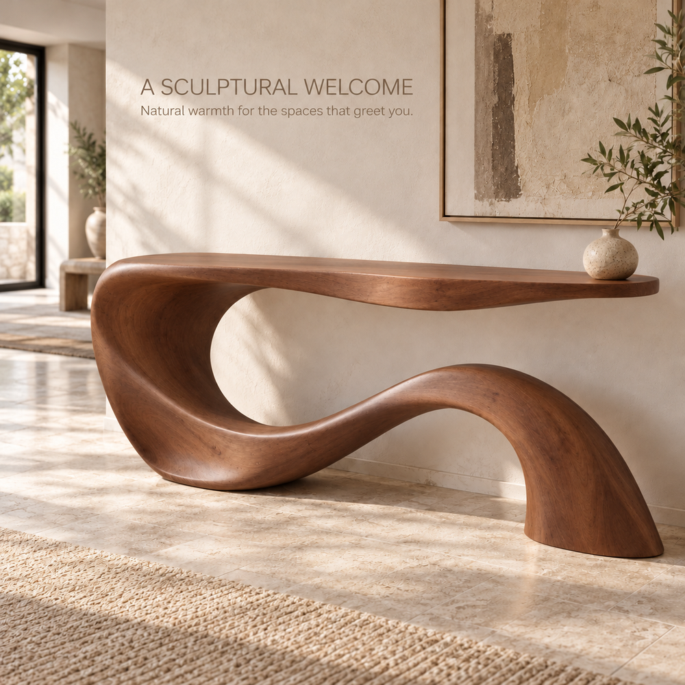Aster Sculptural Solid Wood Console Table - Design 676 - product detail 1