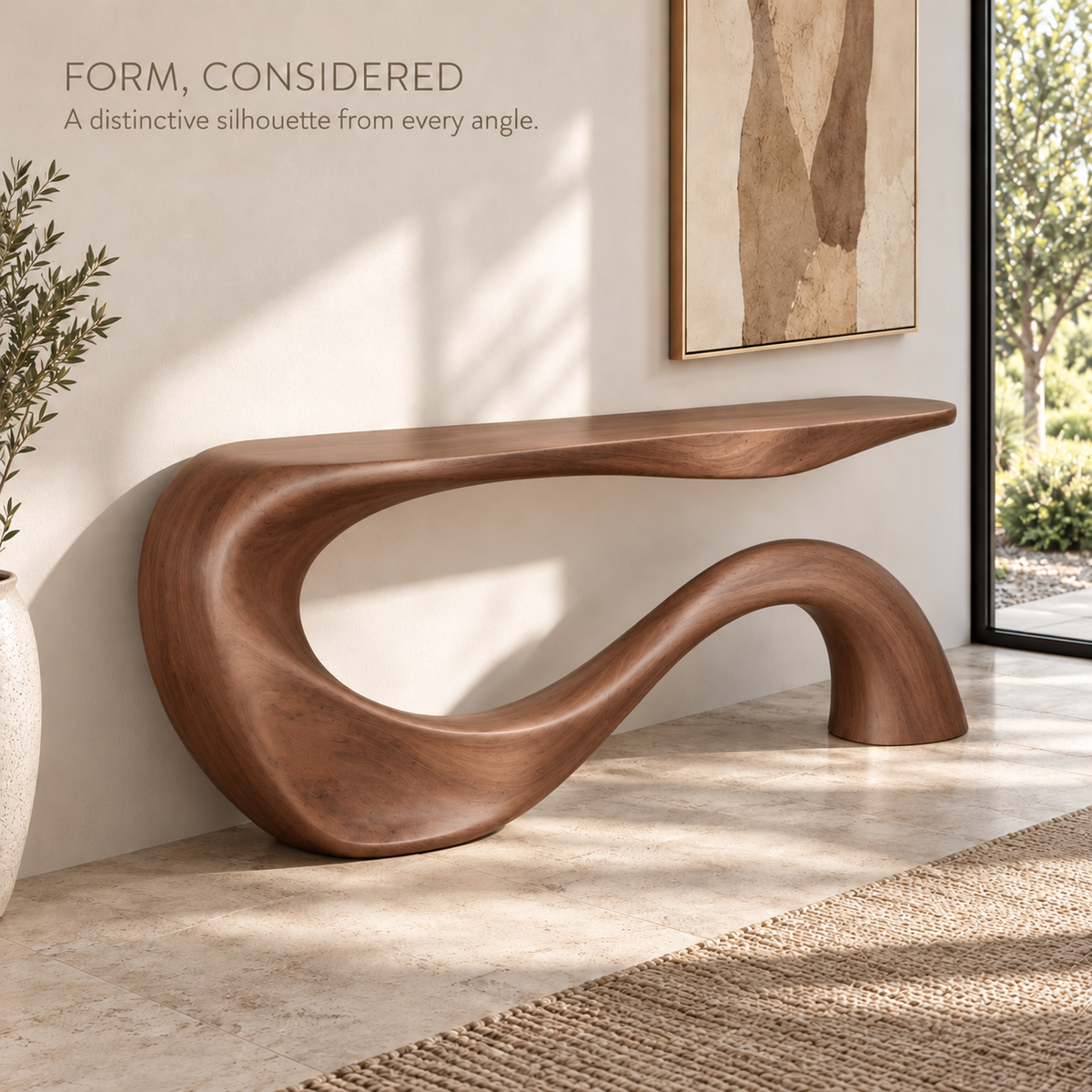 Aster Sculptural Solid Wood Console Table - Design 676 - product detail 2