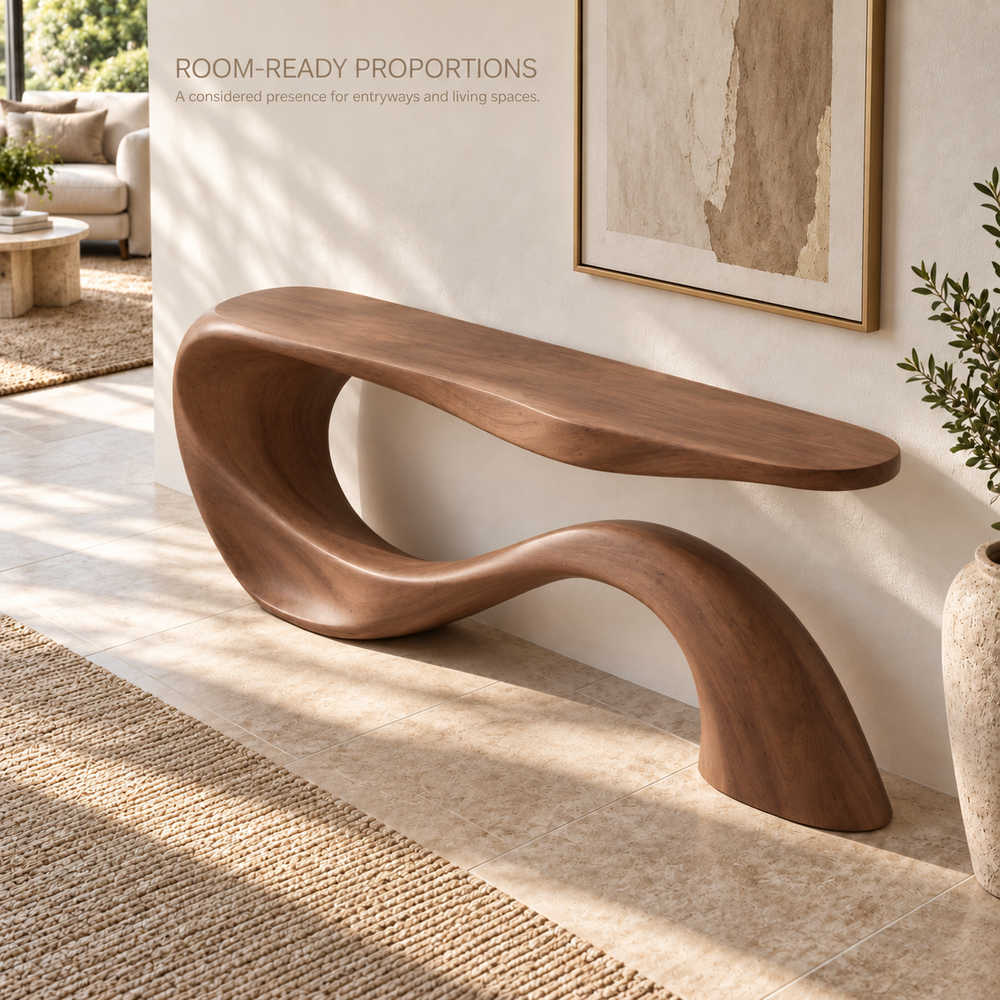 Aster Sculptural Solid Wood Console Table - Design 676 - product detail 3