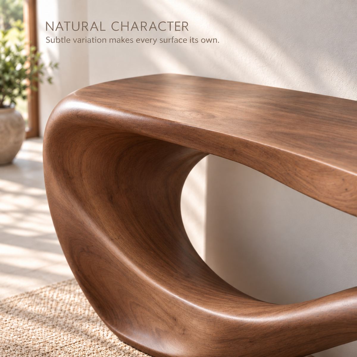 Aster Sculptural Solid Wood Console Table - Design 676 - product detail 4