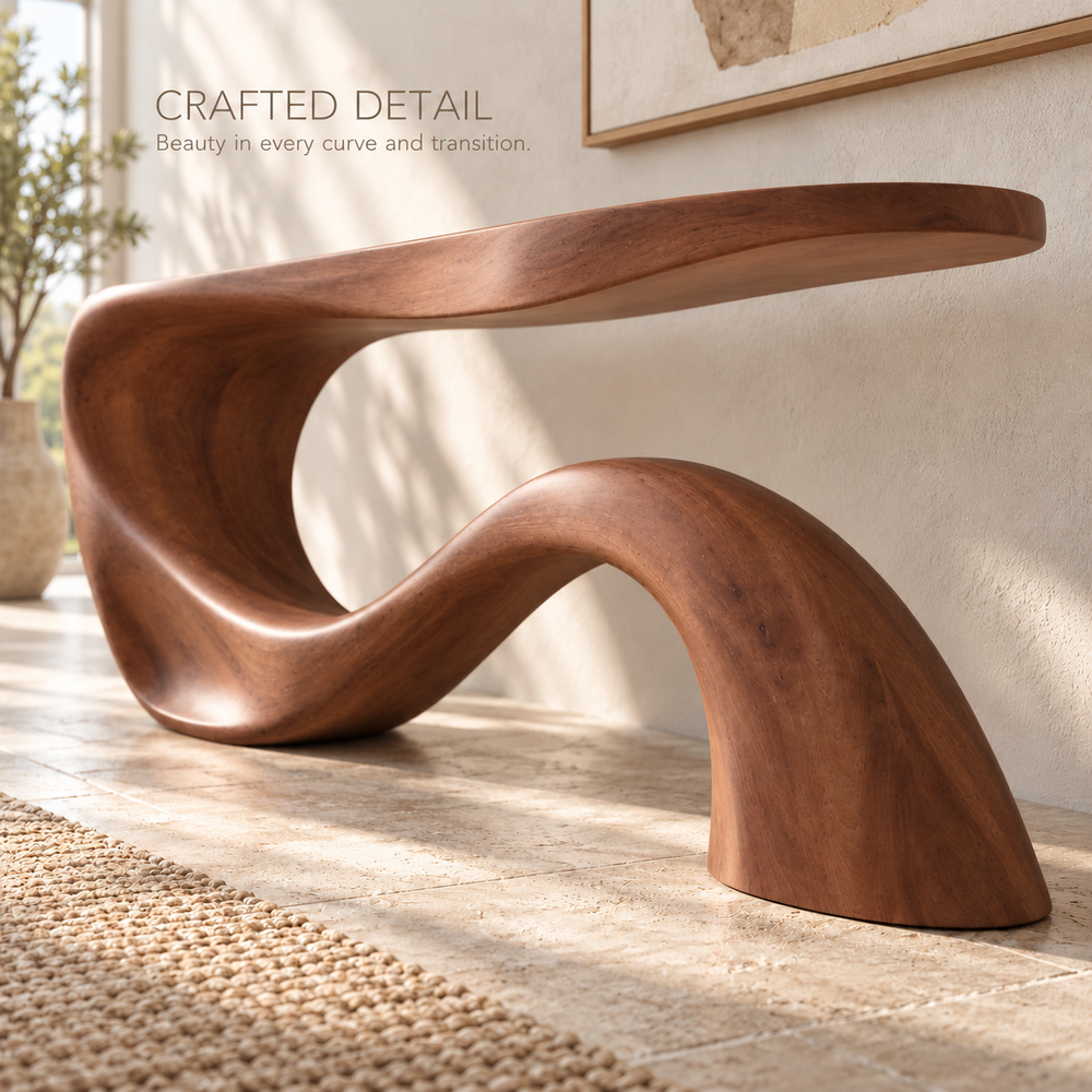 Aster Sculptural Solid Wood Console Table - Design 676 - product detail 5