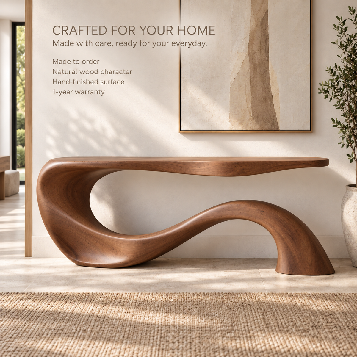 Aster Sculptural Solid Wood Console Table - Design 676 - product detail 8