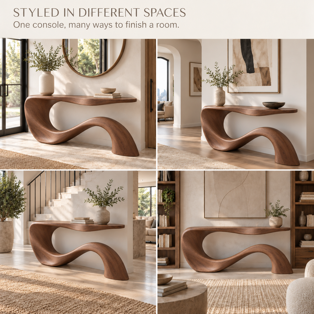 Aster Sculptural Solid Wood Console Table - Design 676 - product detail 9