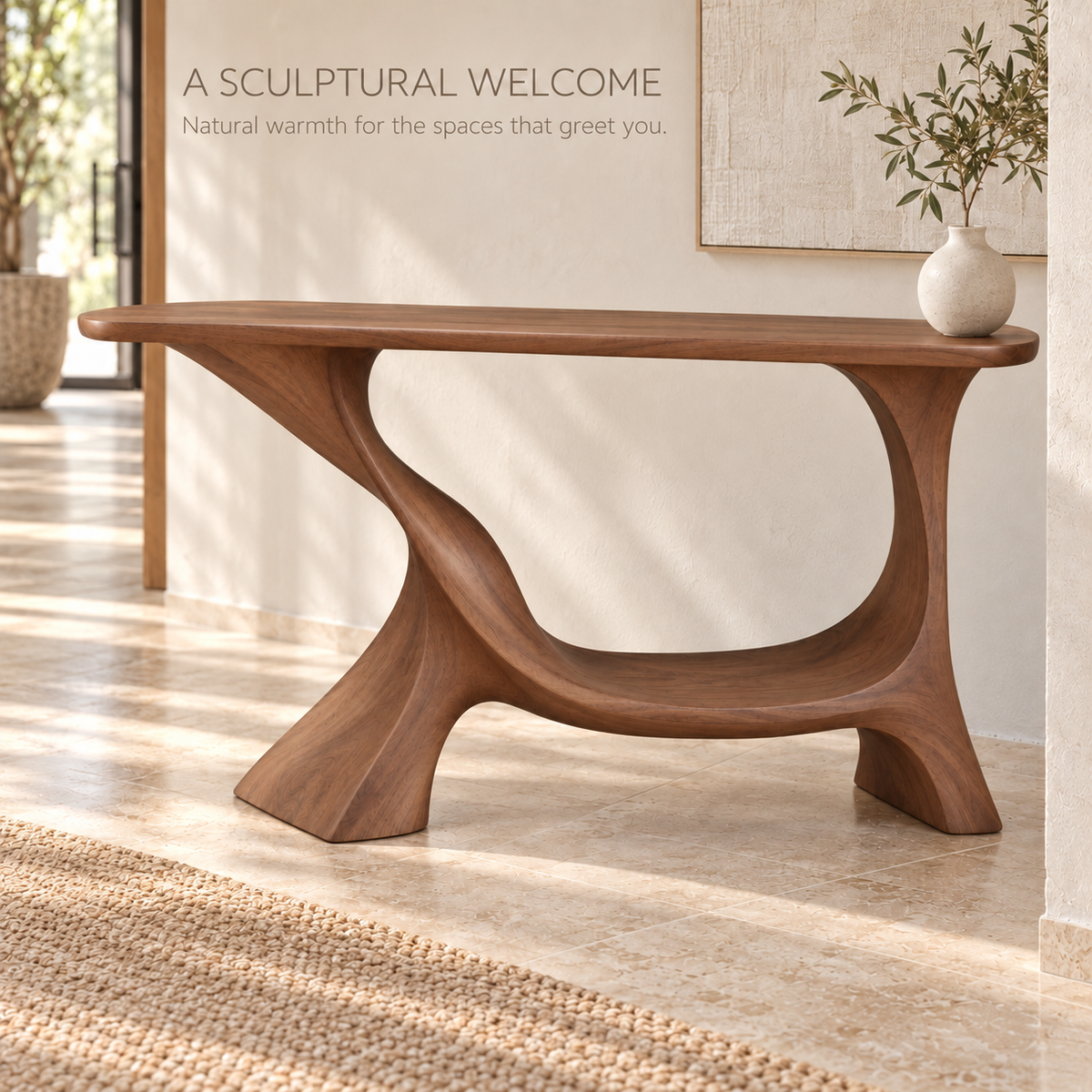 Linnea Sculptural Solid Wood Console Table - Design 677 - product detail 1