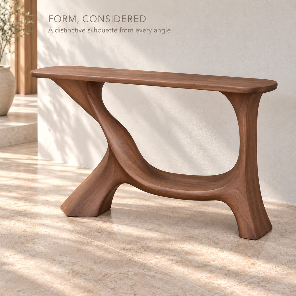 Linnea Sculptural Solid Wood Console Table - Design 677 - product detail 2