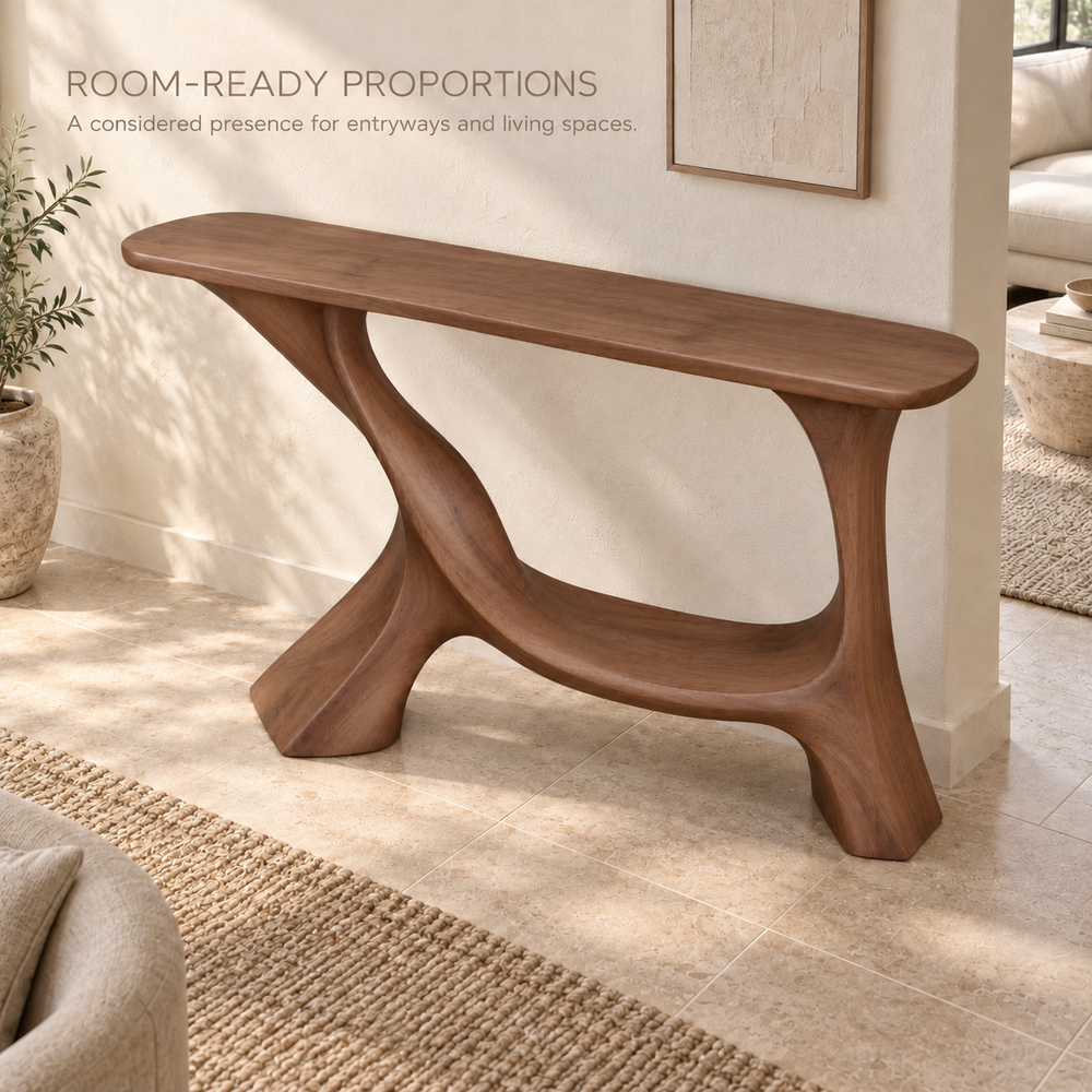 Linnea Sculptural Solid Wood Console Table - Design 677 - product detail 3