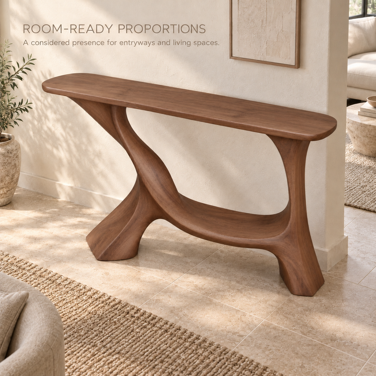 Linnea Sculptural Solid Wood Console Table - Design 677 - product detail 3
