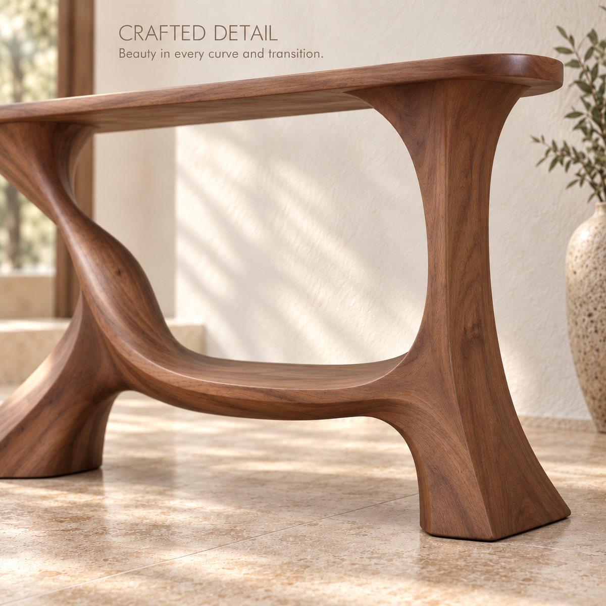 Linnea Sculptural Solid Wood Console Table - Design 677 - product detail 5