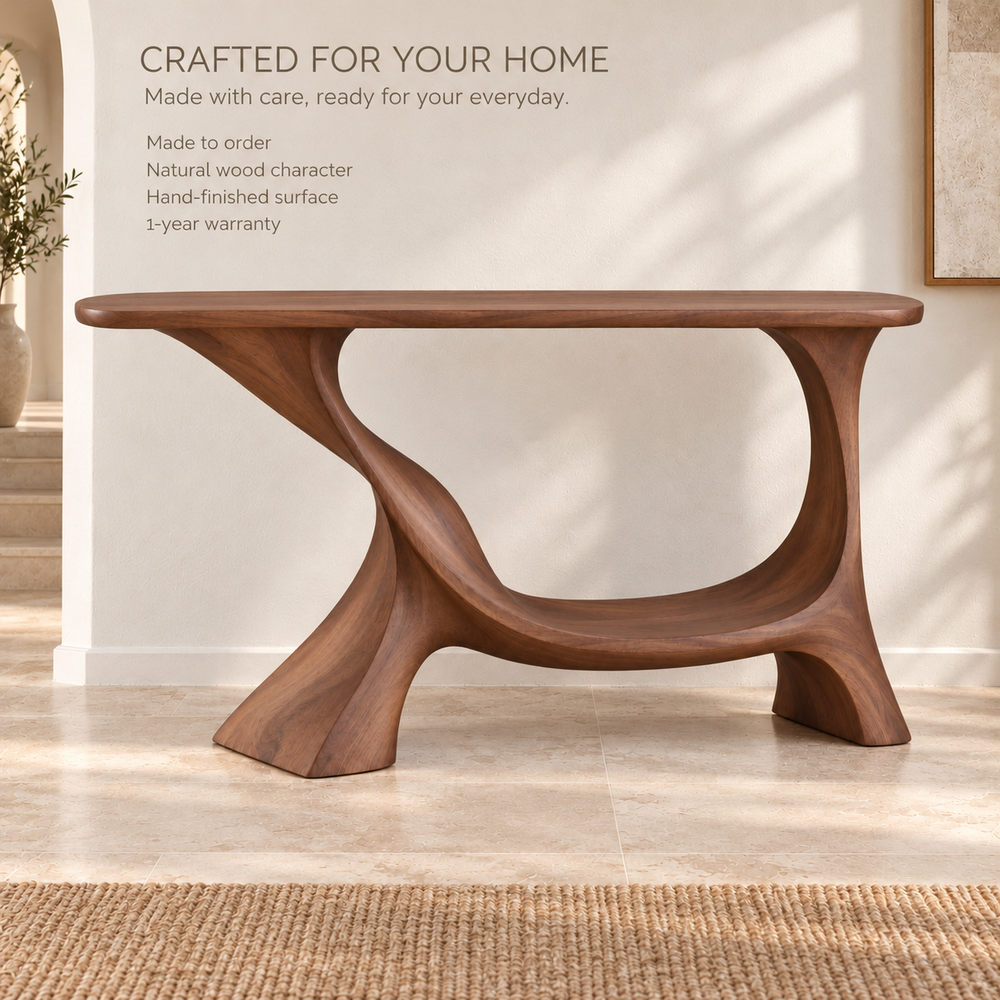 Linnea Sculptural Solid Wood Console Table - Design 677 - product detail 8