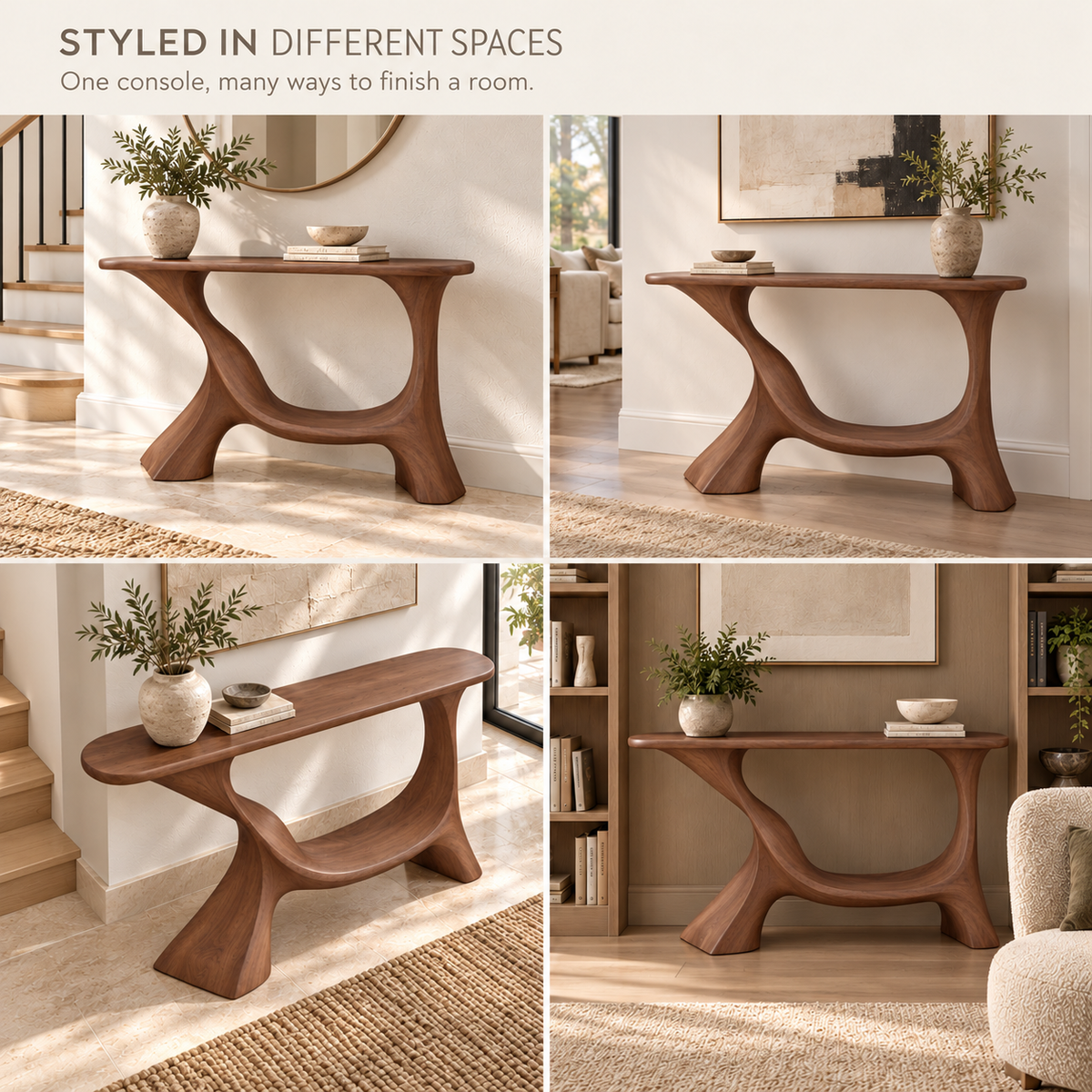 Linnea Sculptural Solid Wood Console Table - Design 677 - product detail 9