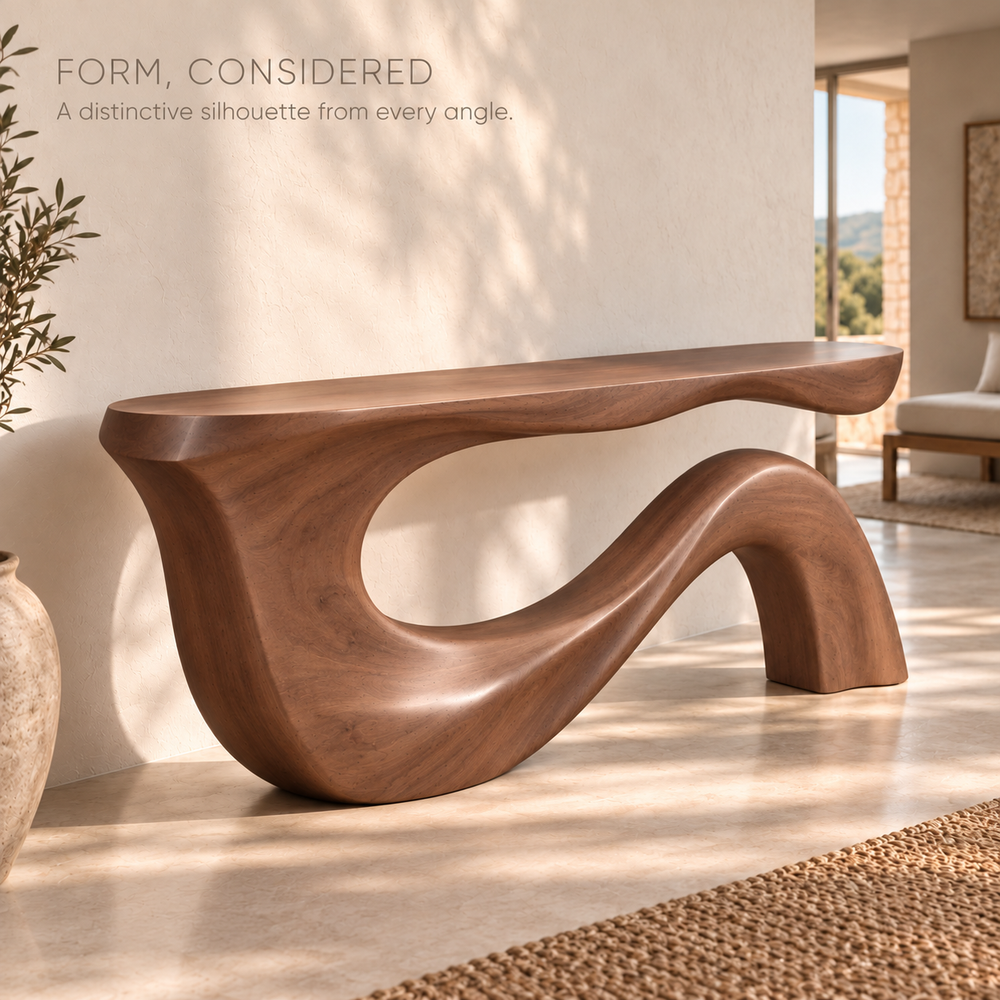 Orla Sculptural Solid Wood Console Table - Design 678 - product detail 2