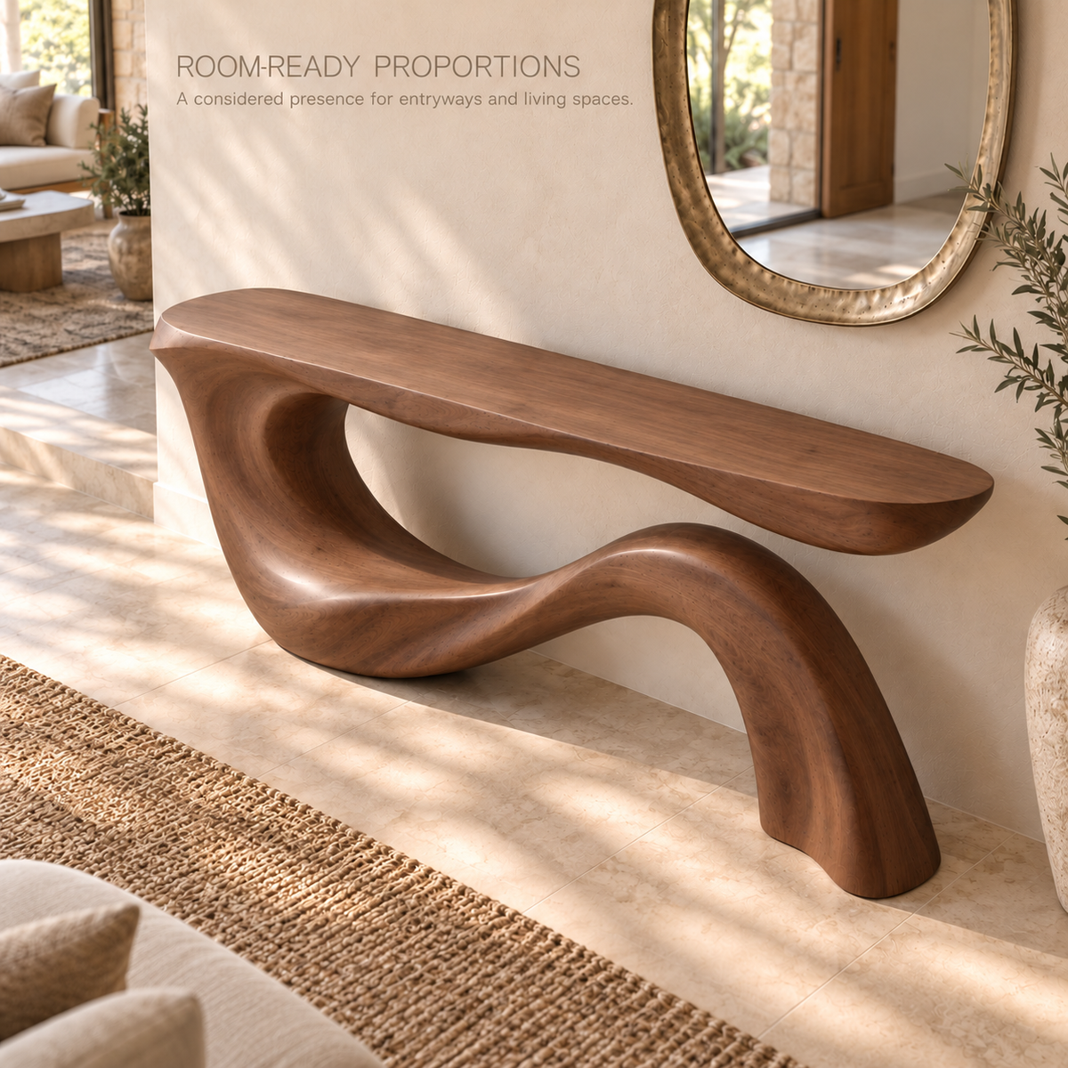 Orla Sculptural Solid Wood Console Table - Design 678 - product detail 3