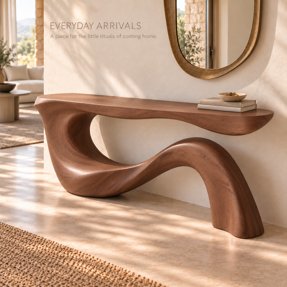 Orla Sculptural Solid Wood Console Table - Design 678 - product detail 6