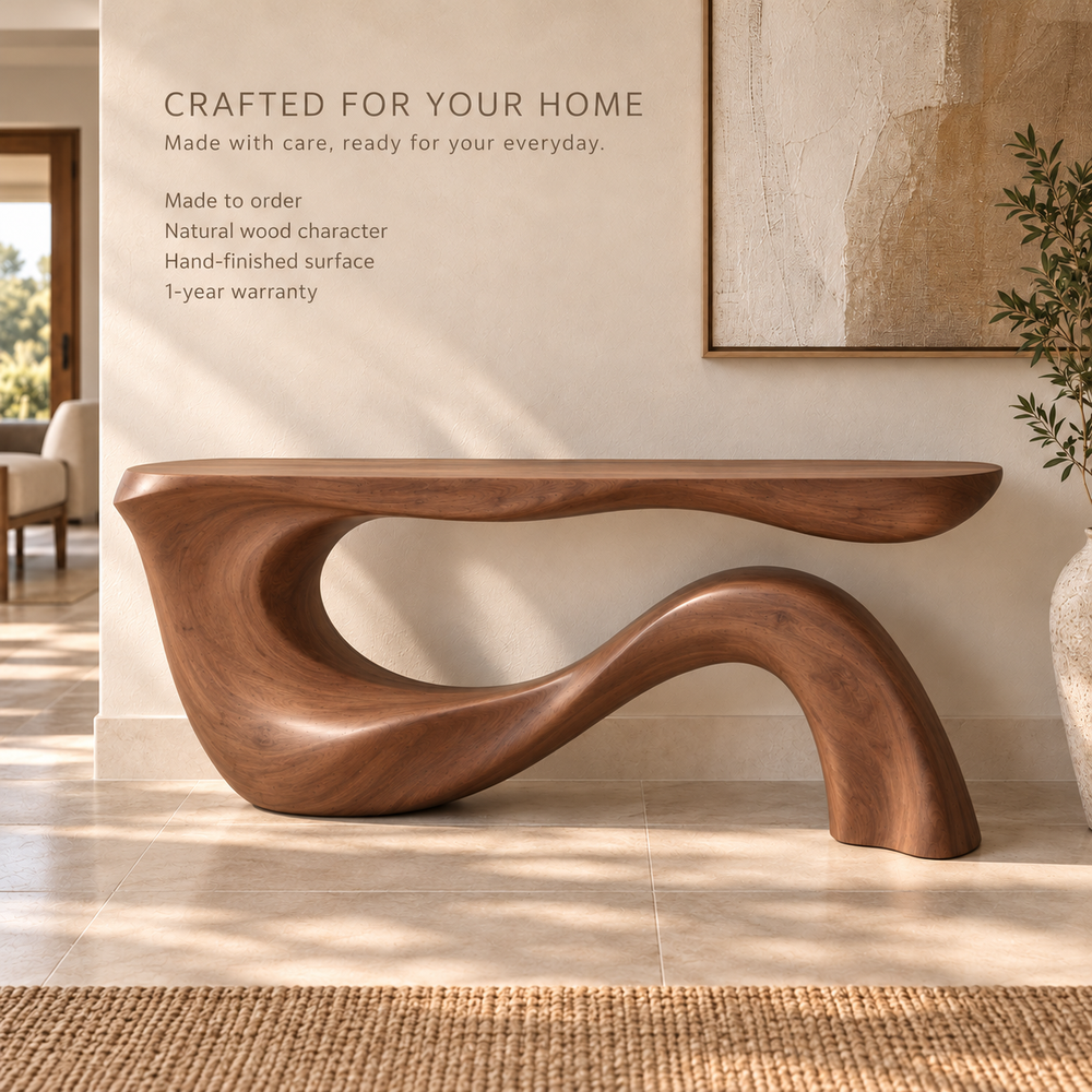 Orla Sculptural Solid Wood Console Table - Design 678 - product detail 8