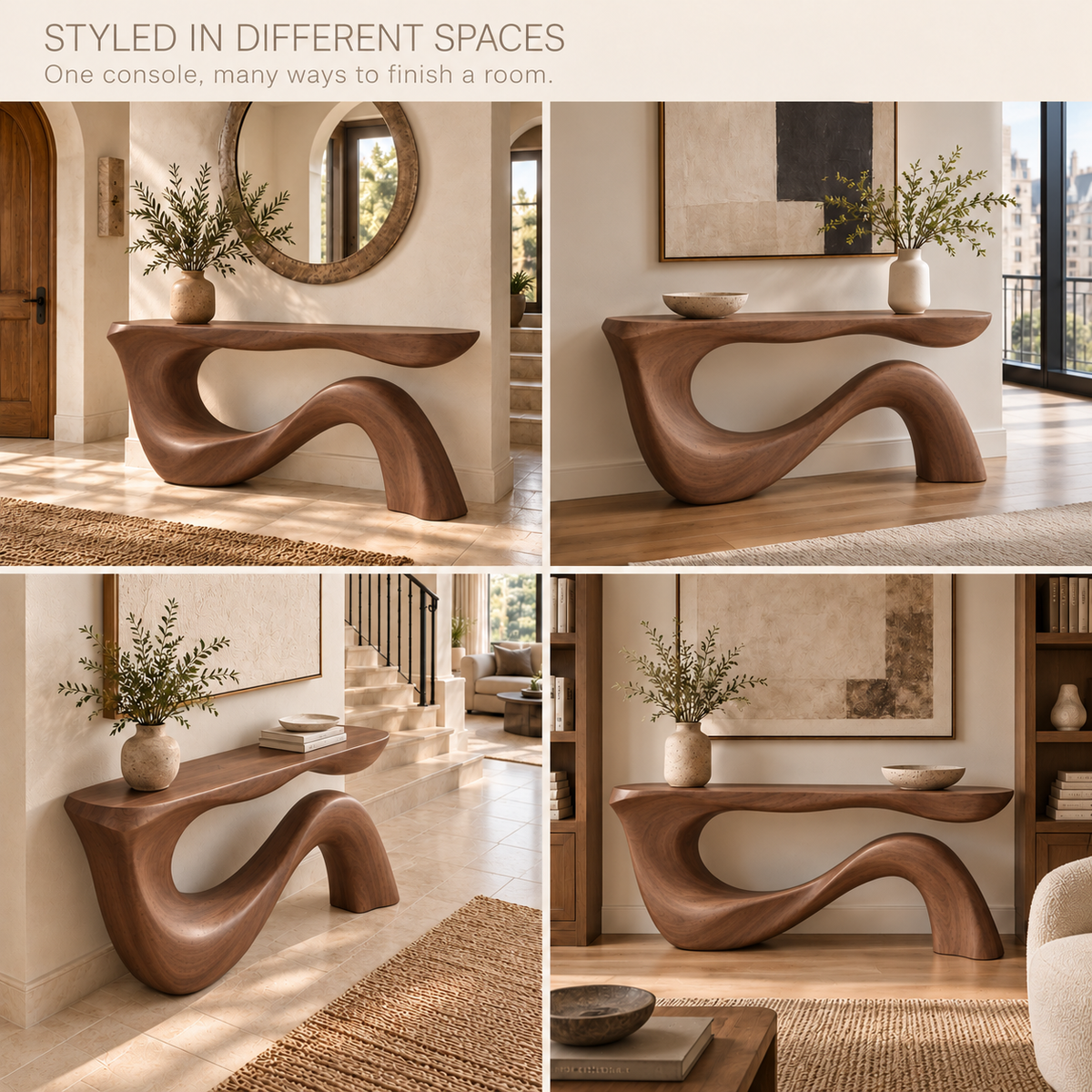 Orla Sculptural Solid Wood Console Table - Design 678 - product detail 9