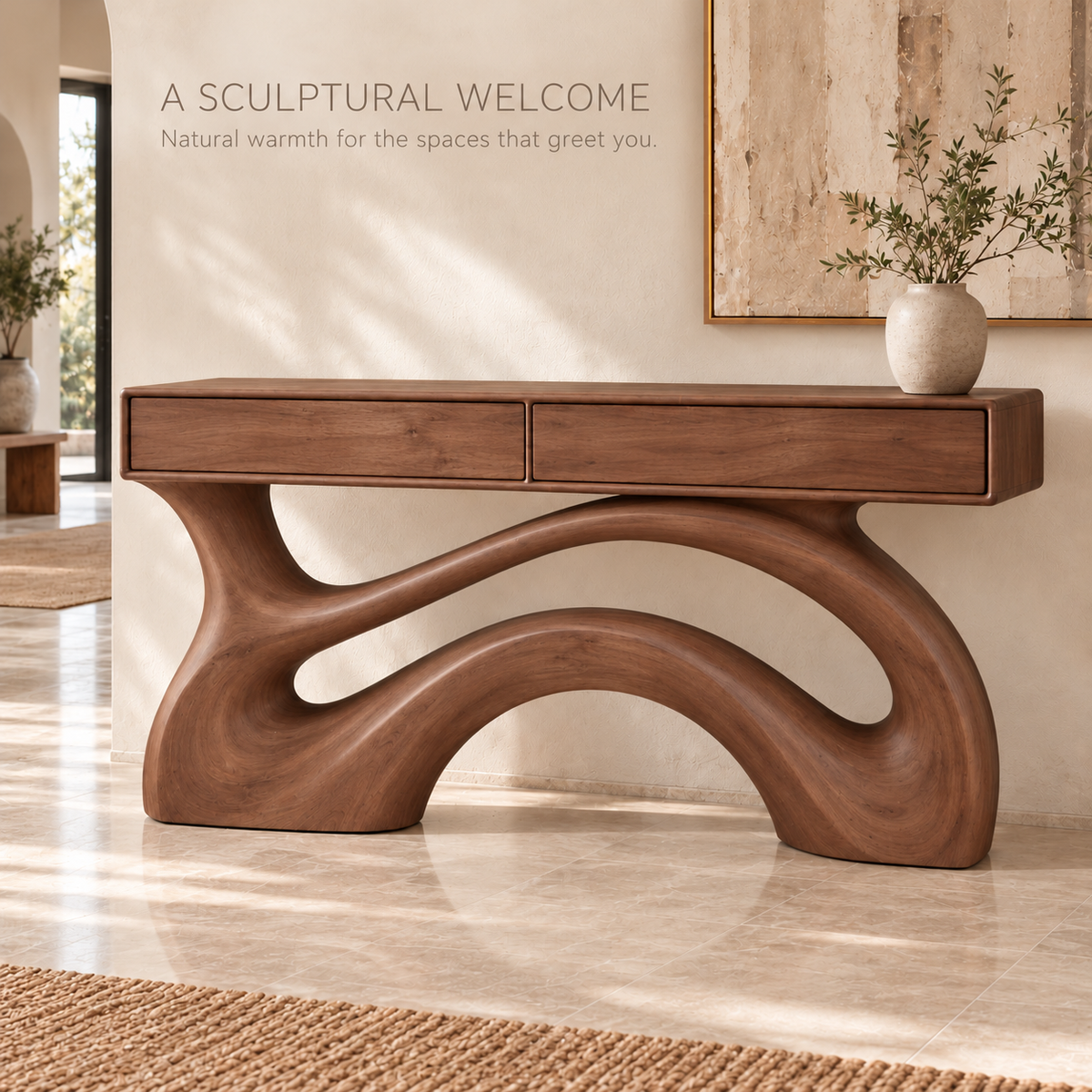 Sabine Sculptural Solid Wood Console Table - Design 679 - product detail 1