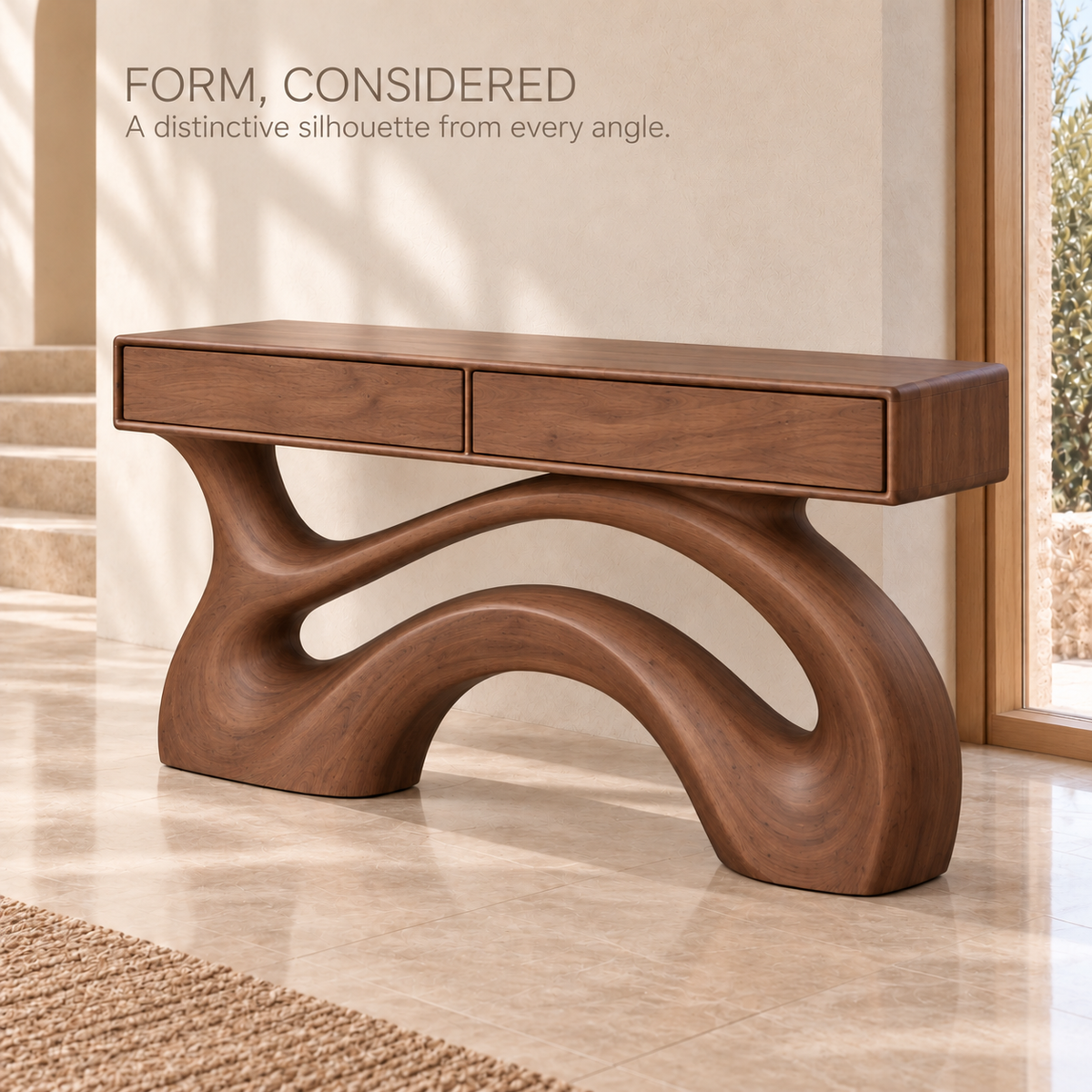 Sabine Sculptural Solid Wood Console Table - Design 679 - product detail 2