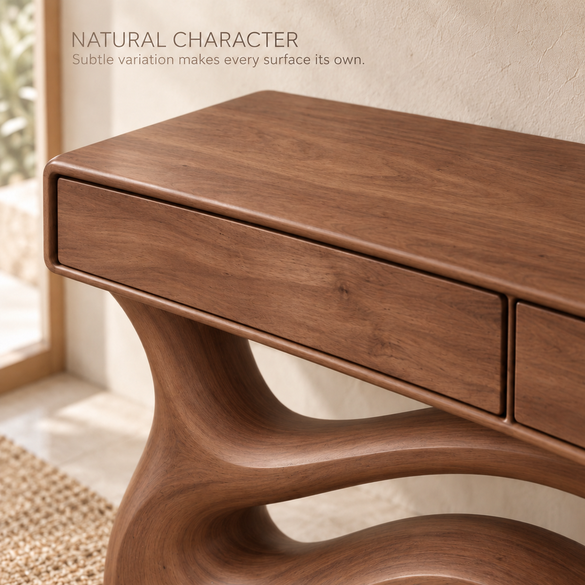Sabine Sculptural Solid Wood Console Table - Design 679 - product detail 4