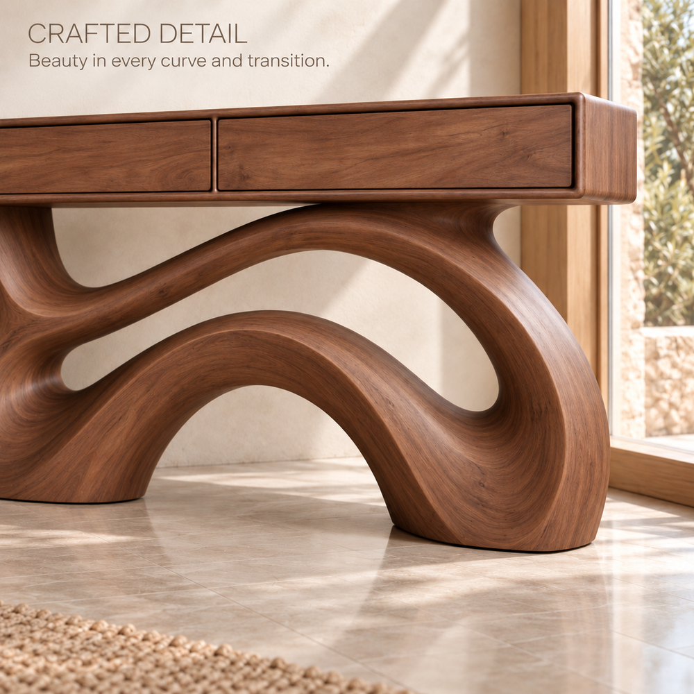Sabine Sculptural Solid Wood Console Table - Design 679 - product detail 5