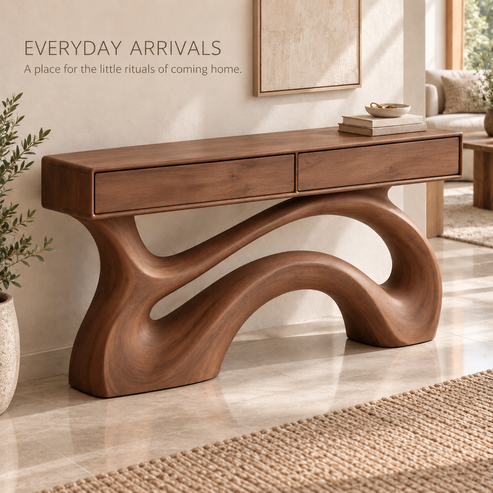 Sabine Sculptural Solid Wood Console Table - Design 679 - product detail 6