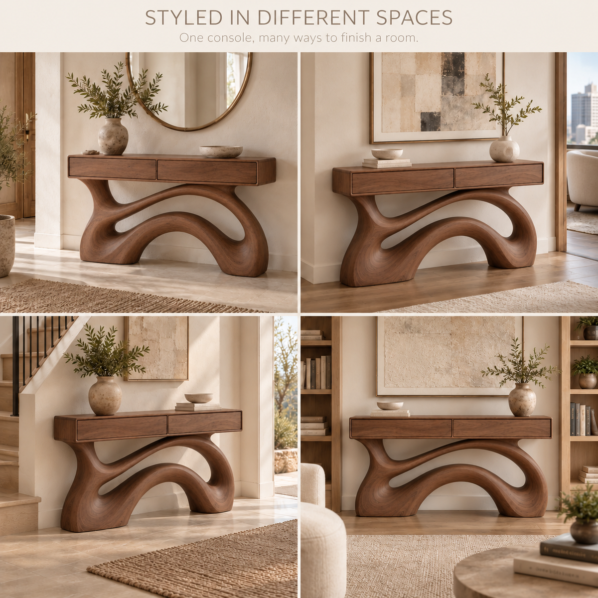 Sabine Sculptural Solid Wood Console Table - Design 679 - product detail 9