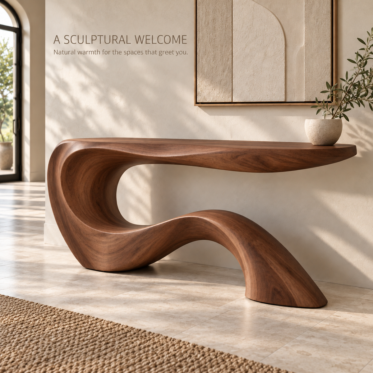 Kieran Sculptural Solid Wood Console Table - Design 680 - product detail 1