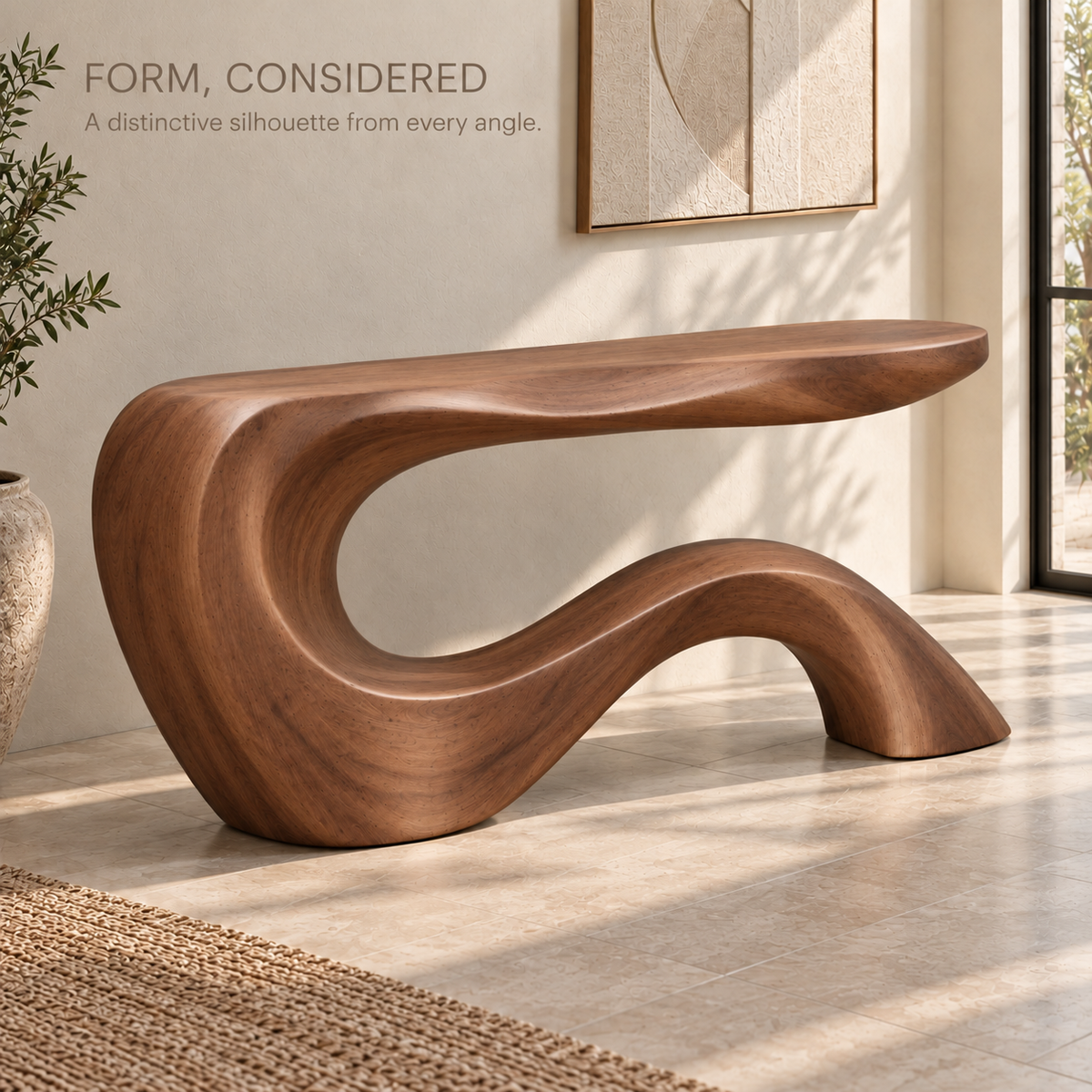 Kieran Sculptural Solid Wood Console Table - Design 680 - product detail 2