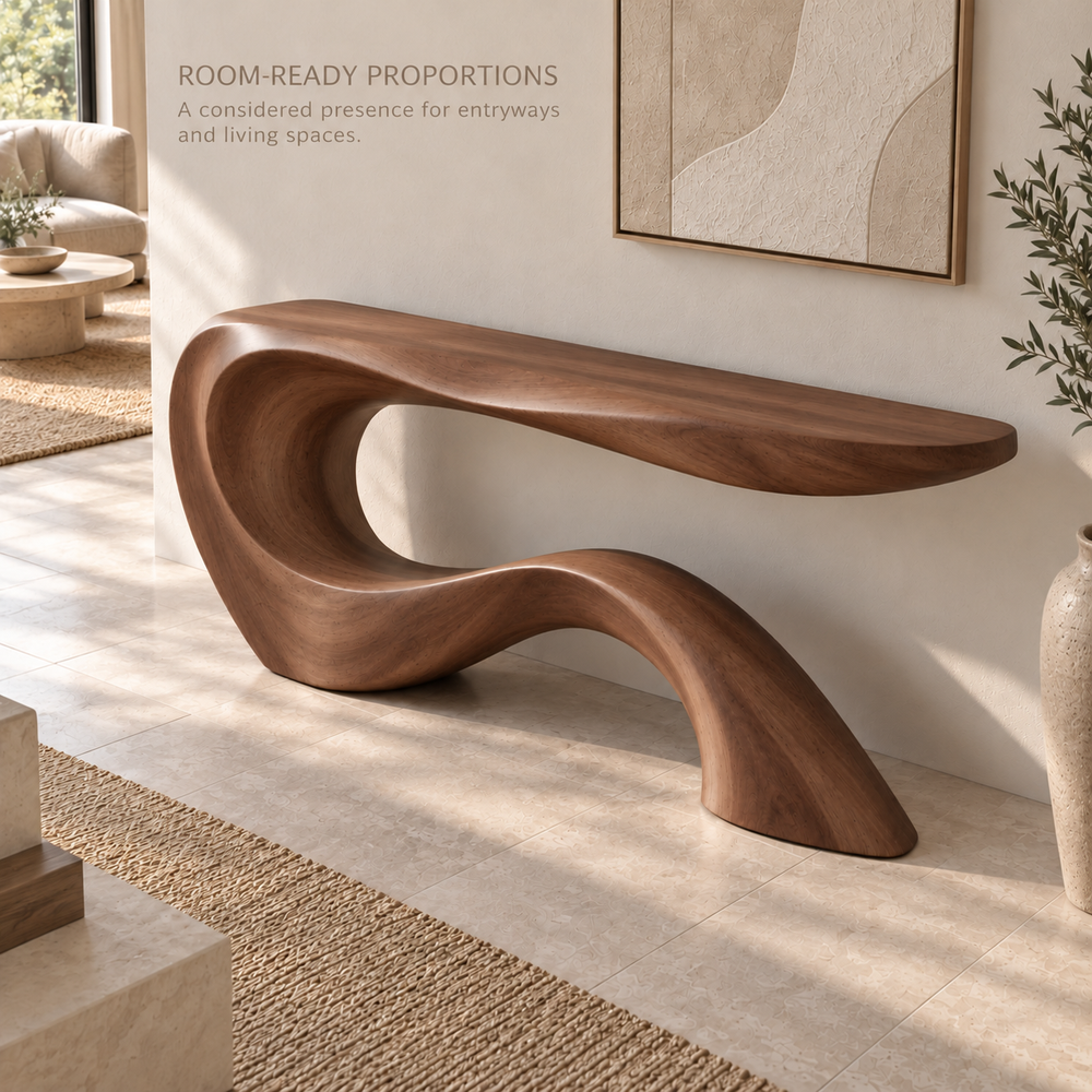 Kieran Sculptural Solid Wood Console Table - Design 680 - product detail 3