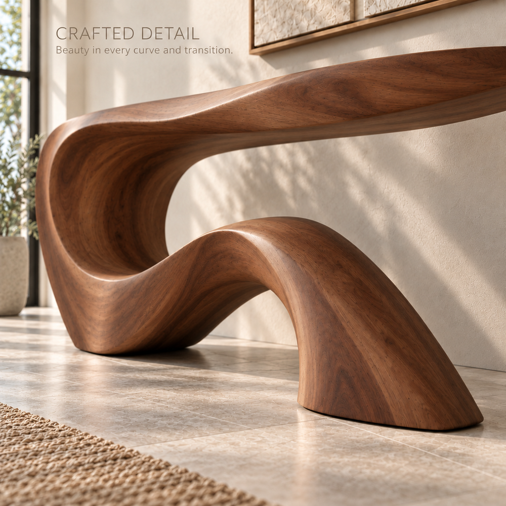Kieran Sculptural Solid Wood Console Table - Design 680 - product detail 5