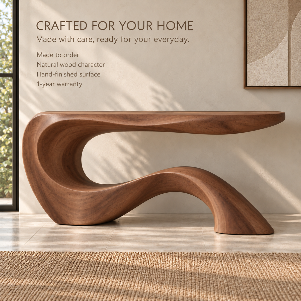 Kieran Sculptural Solid Wood Console Table - Design 680 - product detail 8