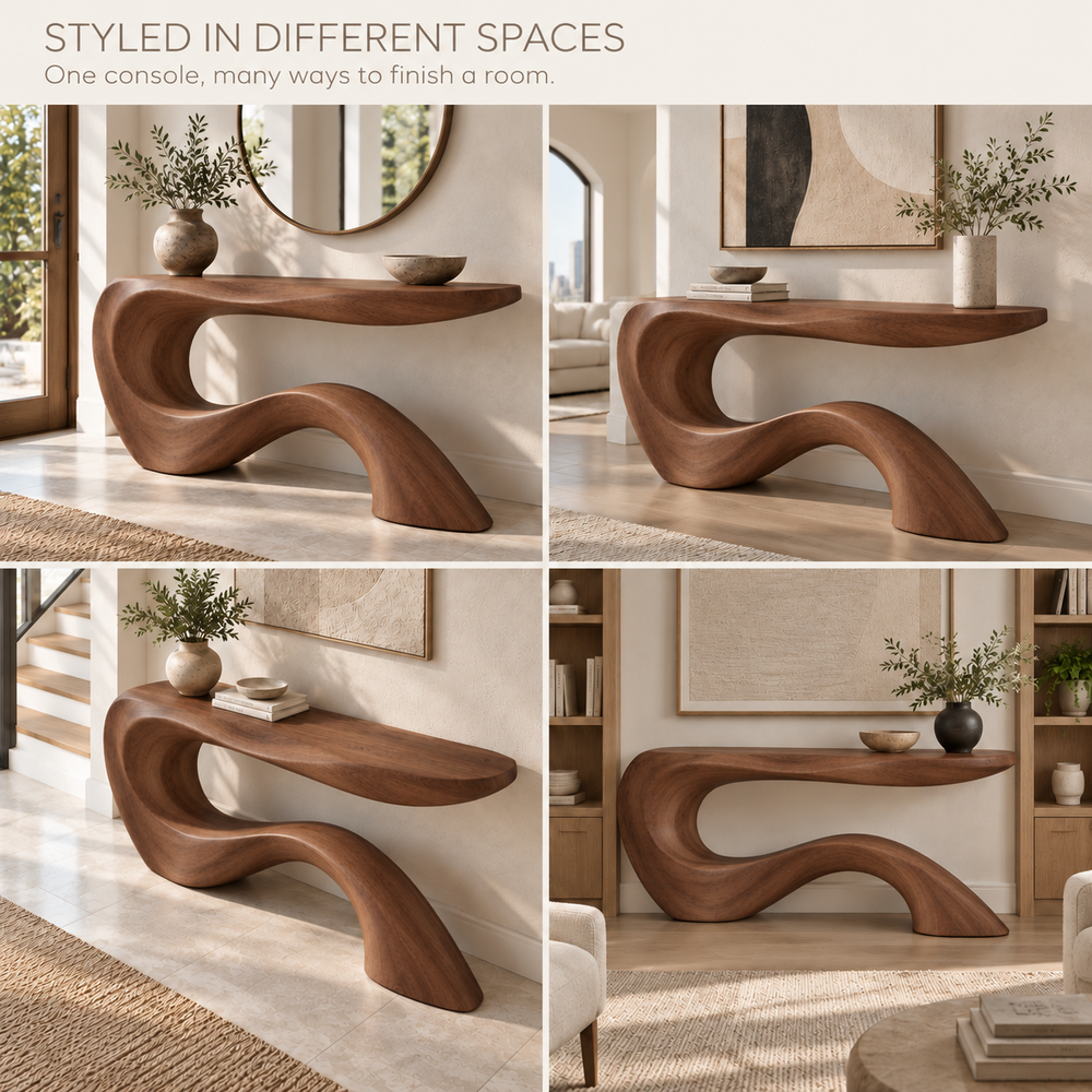 Kieran Sculptural Solid Wood Console Table - Design 680 - product detail 9