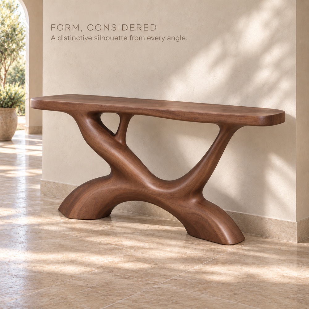 Ansel Sculptural Solid Wood Console Table - Design 681 - product detail 2